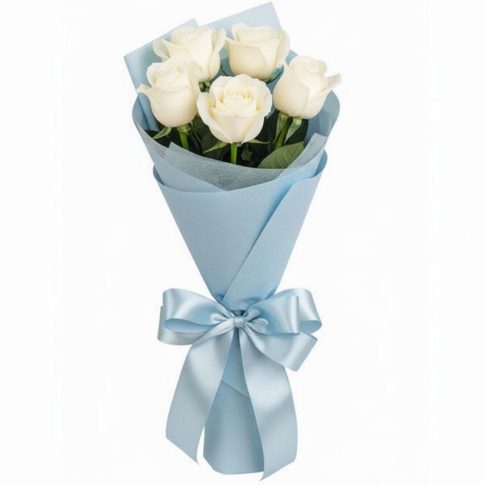 Букет 5 Белых роз Проуд в Приморском