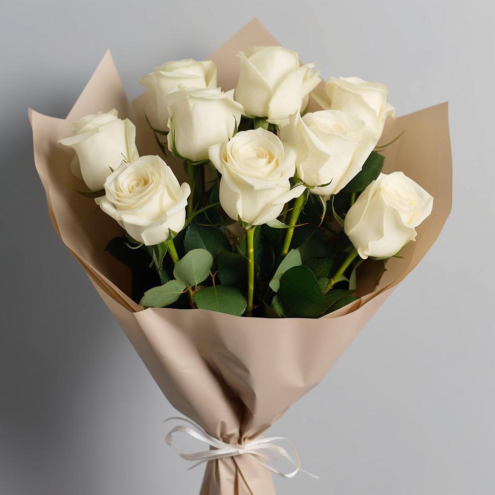 Букет 9 Белых роз Эдлесс Лав в Приморском