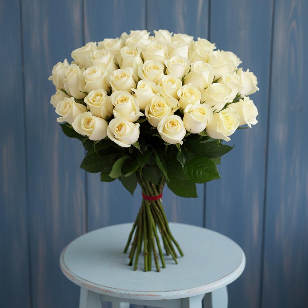 Букет 51 Белая роза Эдлесс Лав в Приморском