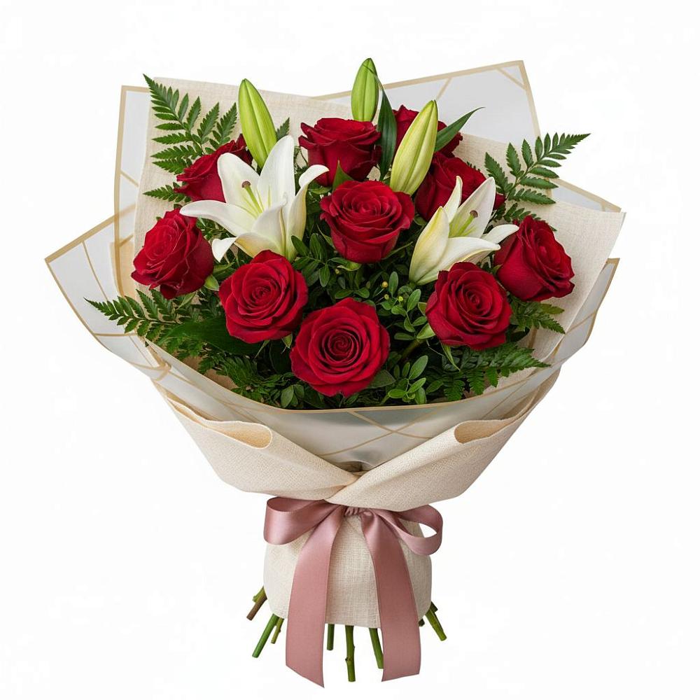 Букет цветов из: Лилии и Розы в Приморском