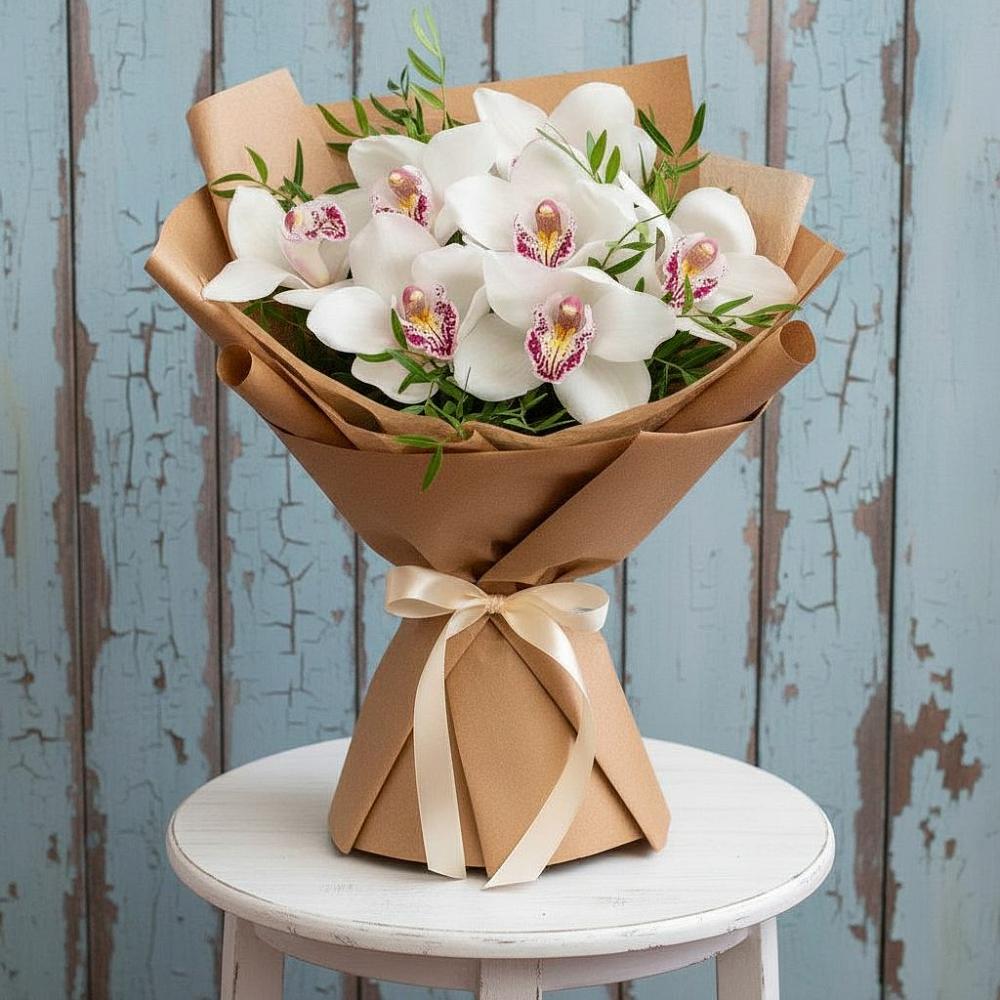 Букет цветов из: Орхидеи и Розы в Приморском