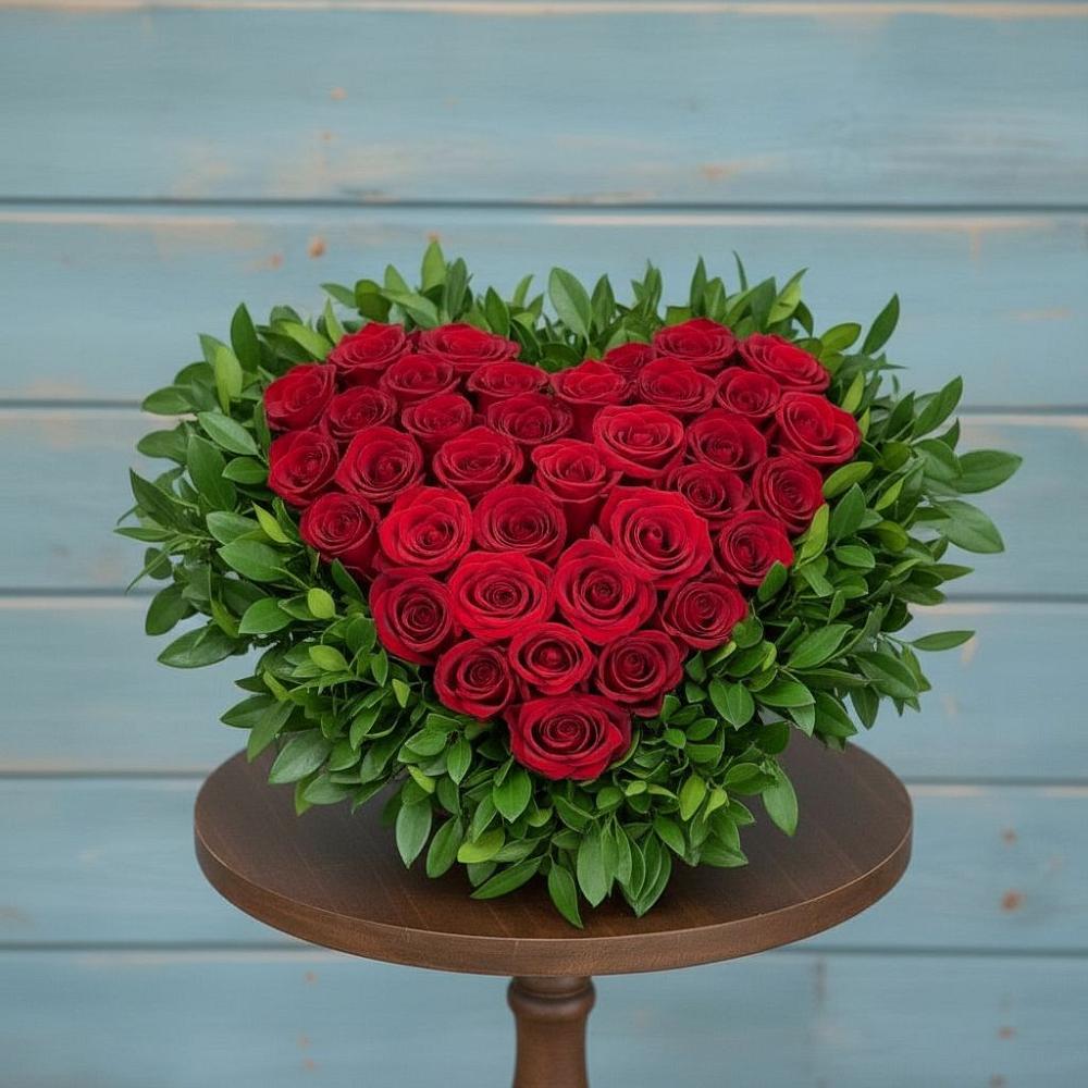 Цветочная композиция из Розы в виде сердца в Приморском