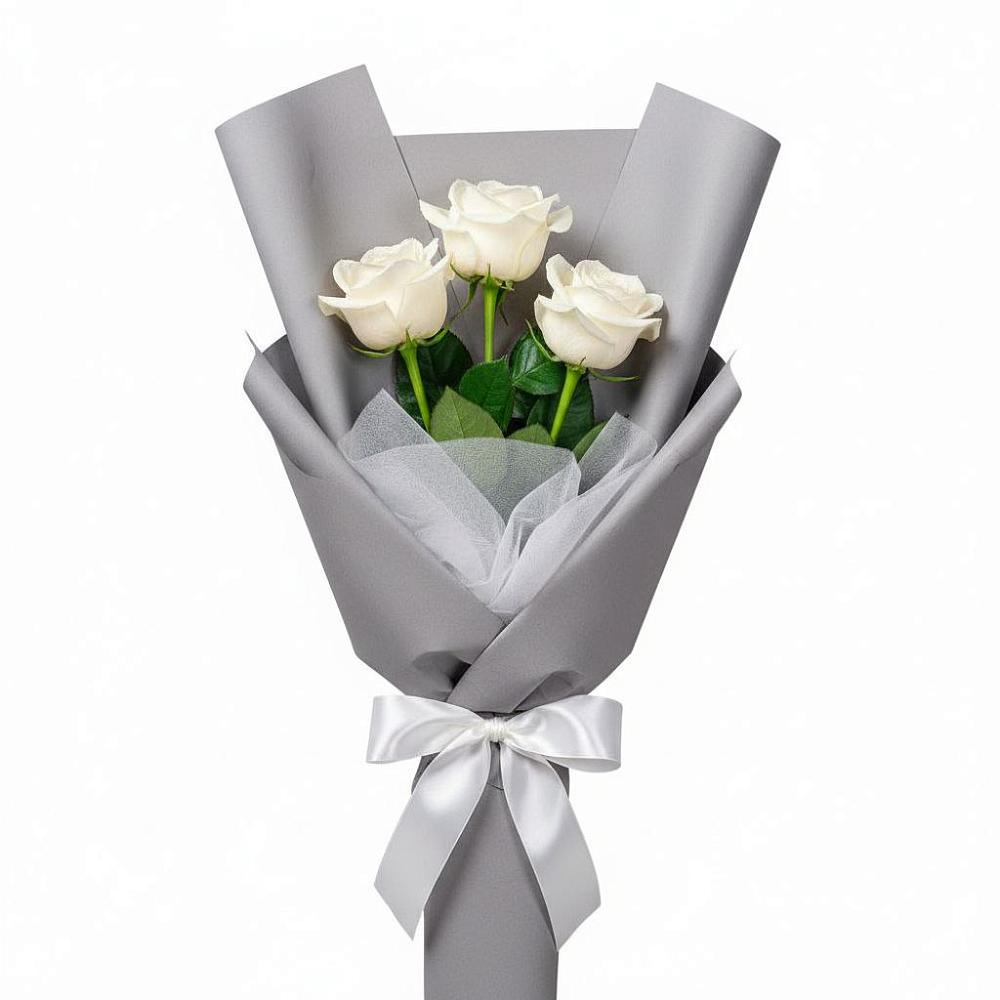 Букет 3 белые розы в Приморском