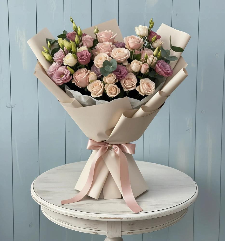 Букет цветов из: Розы и Лизиантусы в Приморском