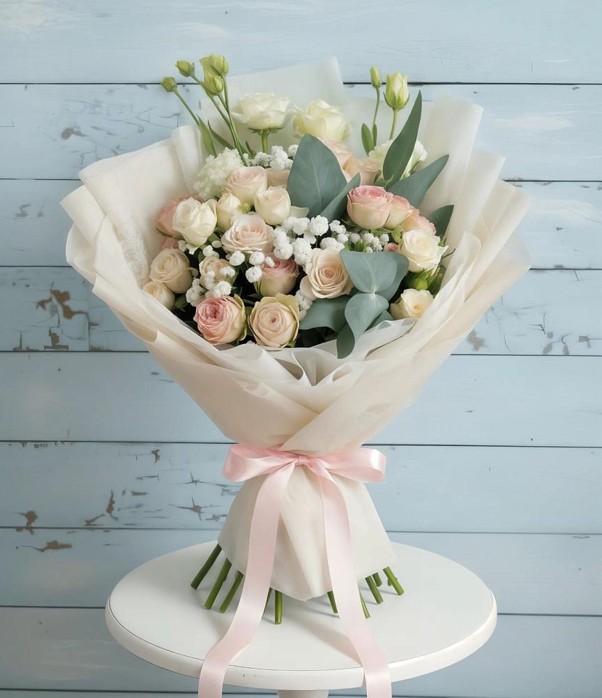 Букет цветов из: Розы и Лизиантусы в Приморском