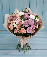 Букет цветов из:  Хризантемы, Розы и Альстромерии в Приморском