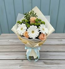 Букет цветов из:  Герберы, Розы и Хризантемы в Приморском