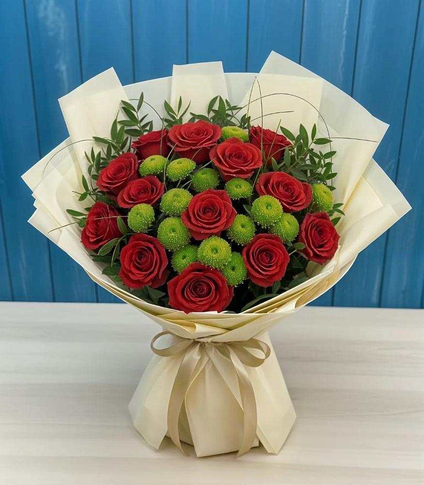 Букет цветов из: Розы и Хризантемы в Приморском