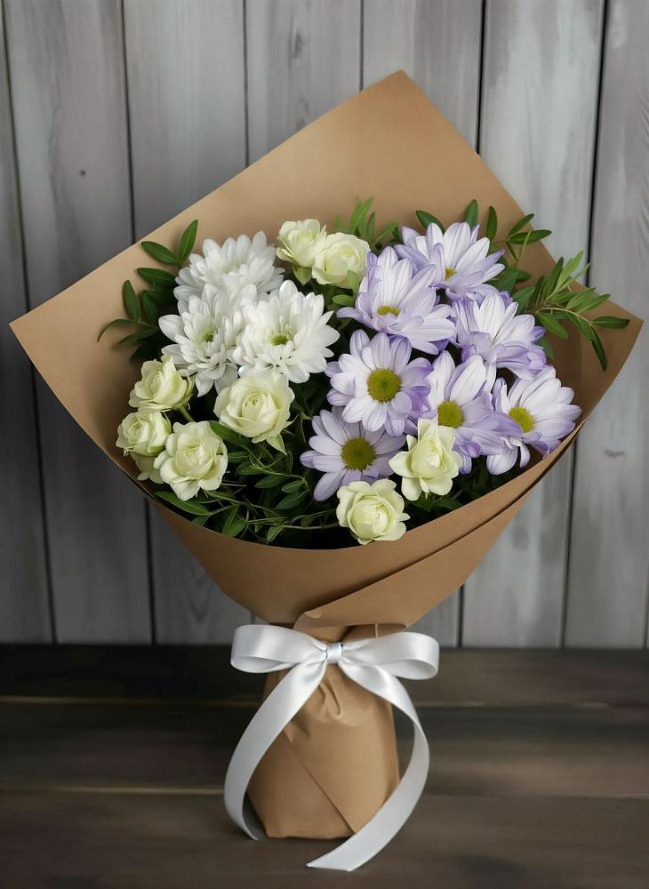 Букет цветов из: Хризантемы и Розы в Приморском